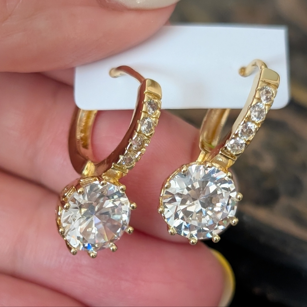 Elegant Gold and Silver Crystal Hoop Earrings